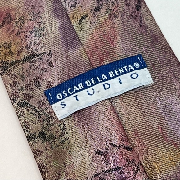 Vintage Oscar de la Renta Studio Men’s Watercolor Necktie Tie Pastel Abstract - Picture 4 of 11